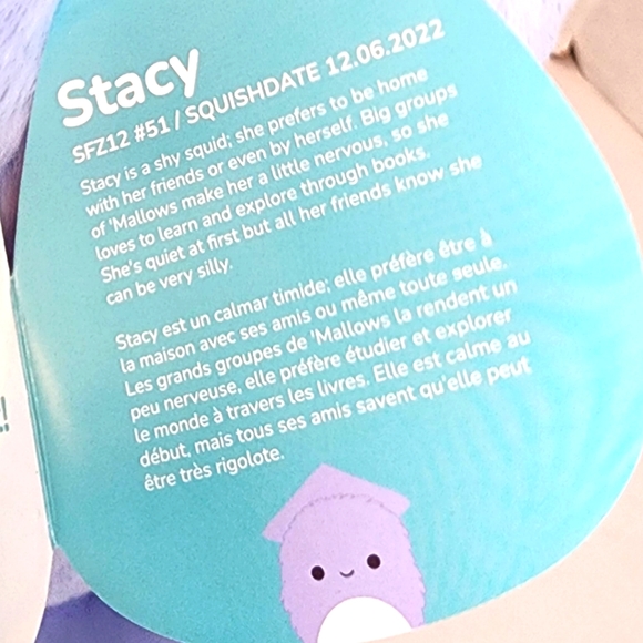 STACY 🦑 Purple Squid FuzzAMallow Original Squishmallow by Kelly Toy ☆》NWT《☆ - Picture 3 of 8